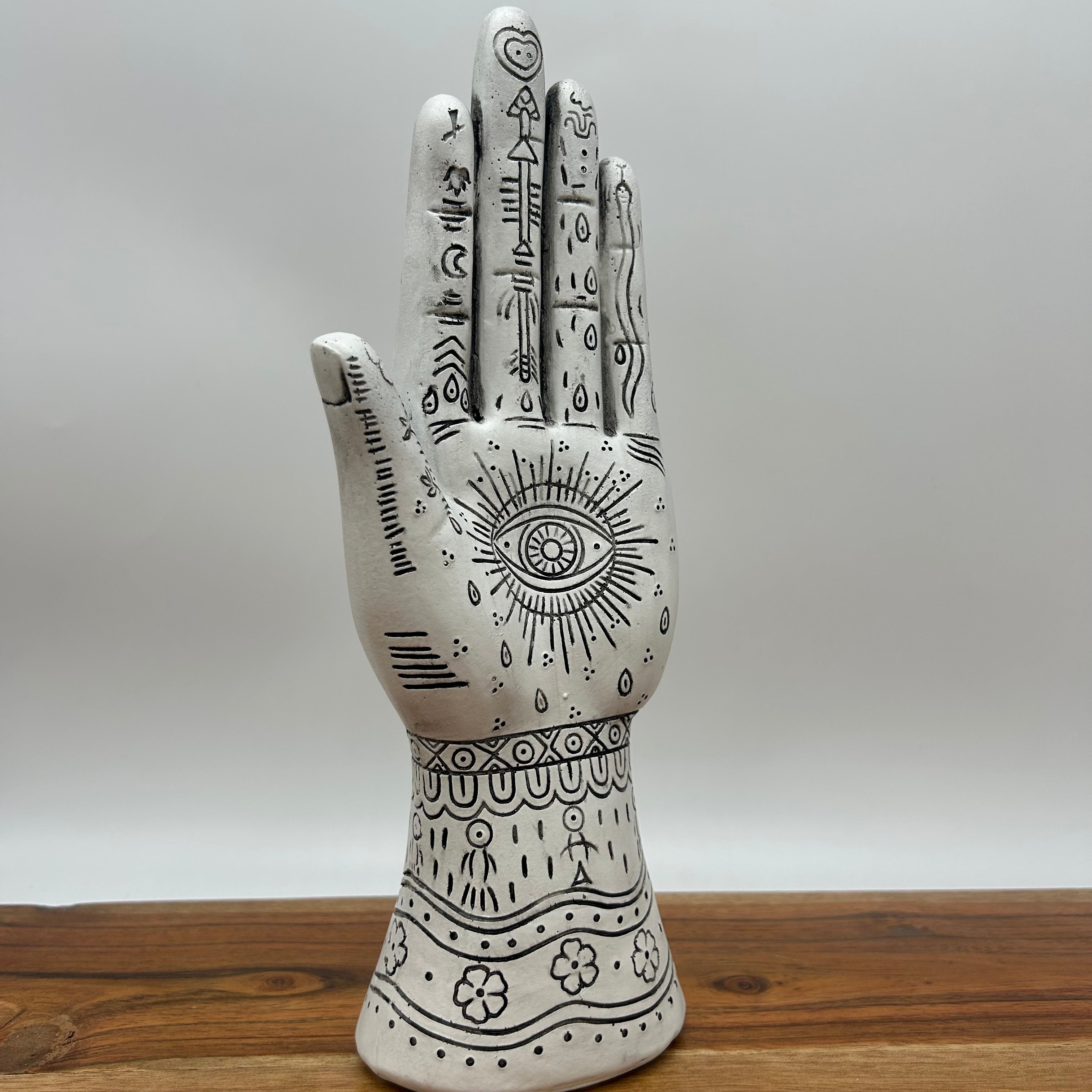 White Resin Tattoo Hand Home Decor Set of 2