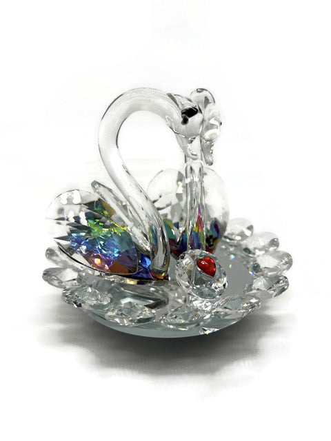 Crystal Swan Figurine Set of 2  Home Decorative Accents