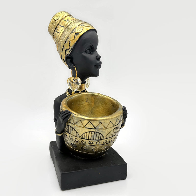 African Lady Figurine carrying Bucket