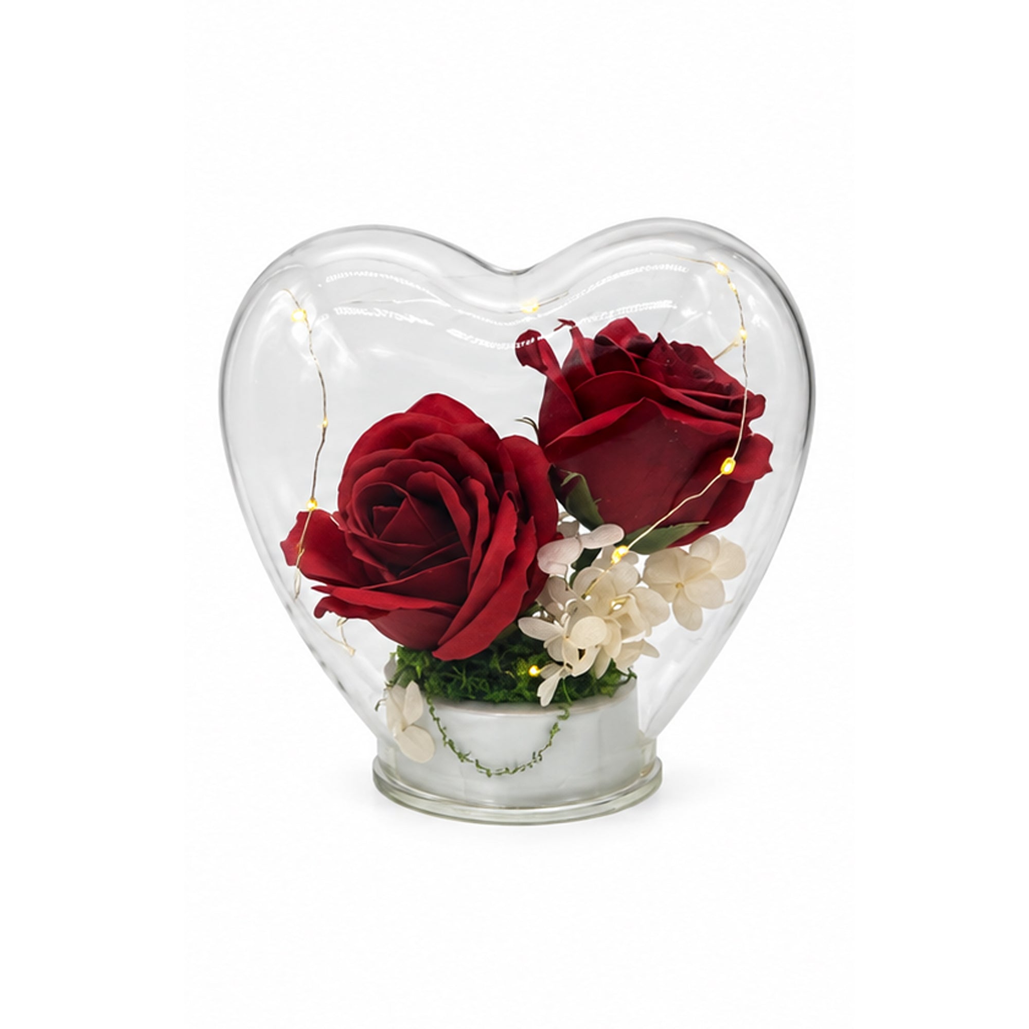 Heart-Shaped Glass Dome Rose LED Night Lamp