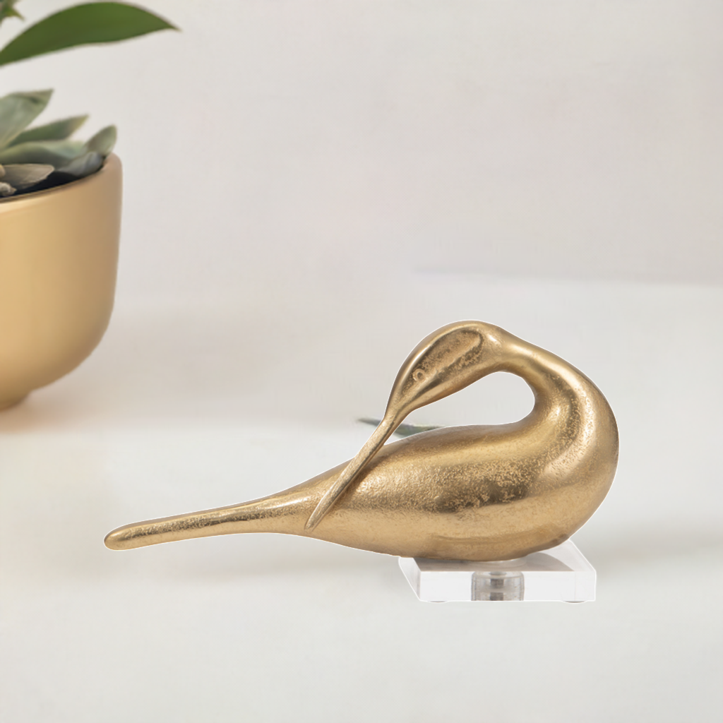 Gold Bird Figurine Home Table Decor