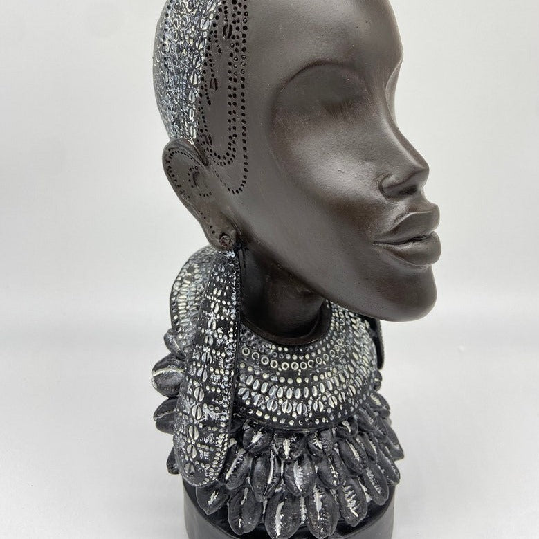 African Lady Head Statue Art Décor