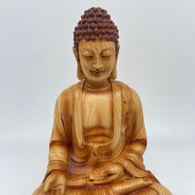 Small Buddha Statue with Wooden Finish