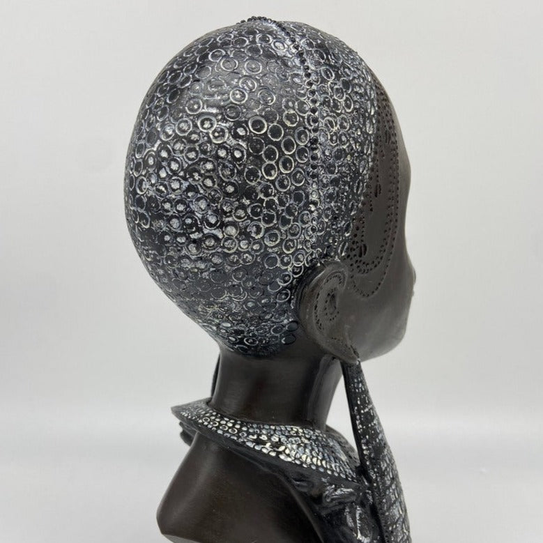 12" African Lady Head Statue Art Décor -Gift Box Go