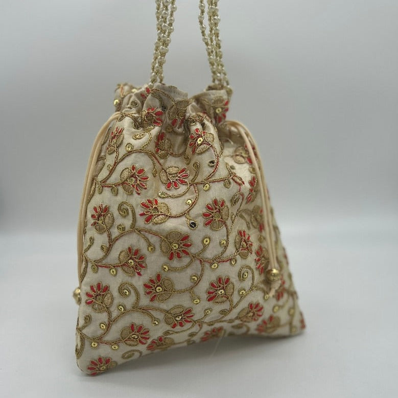 Gold Embroidered Silk Jewelry Pouch Bag Gifts under 10 Dollars
