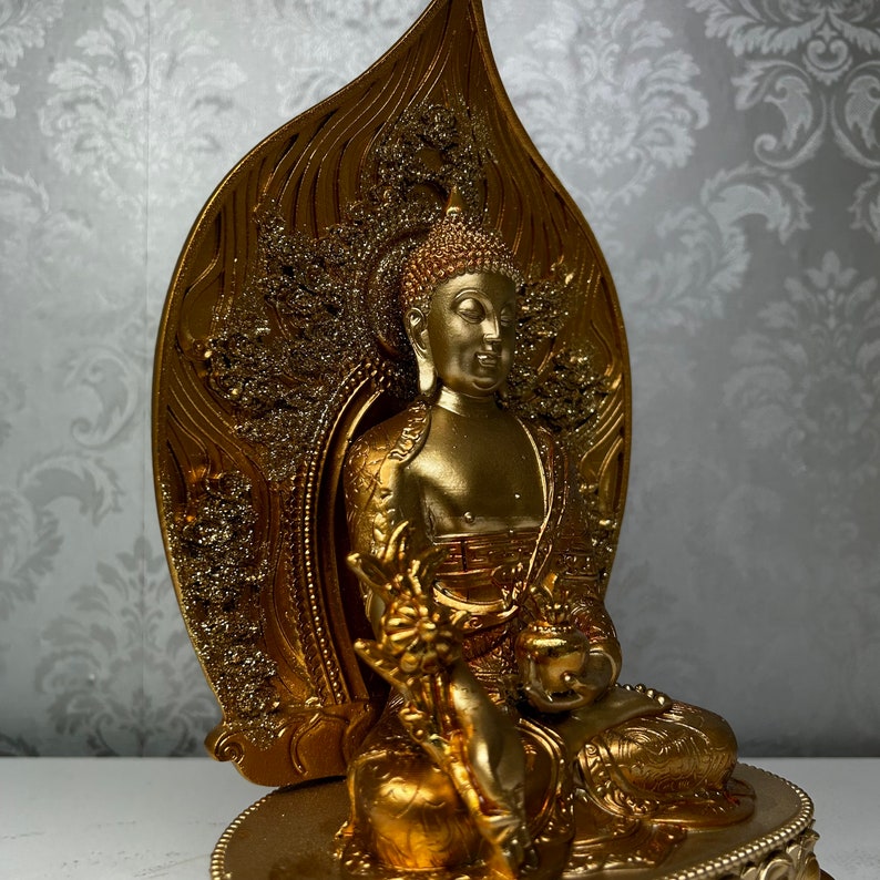 Golden Buddha Meditation Statue Gift for Living Room or Office Space