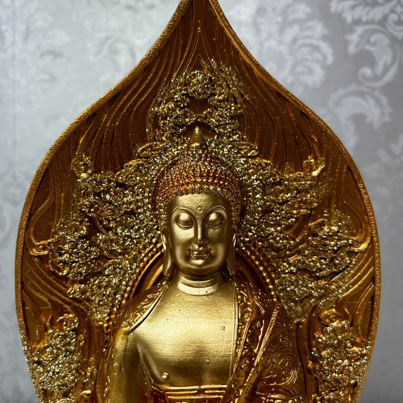 Golden Buddha Meditation Statue Gift for Living Room or Office Space