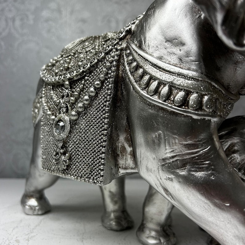 Stunning Silver Mother and Son Elephant Sculpture for Home Decor
