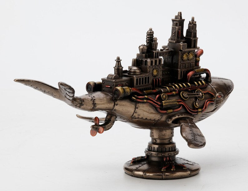 Whale Sculpture Galactic Colony Cold Cast Bronze Finish