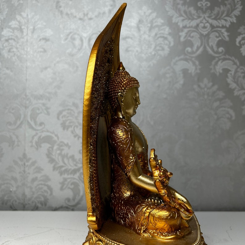 Golden Buddha Meditation Statue Gift for Living Room or Office Space