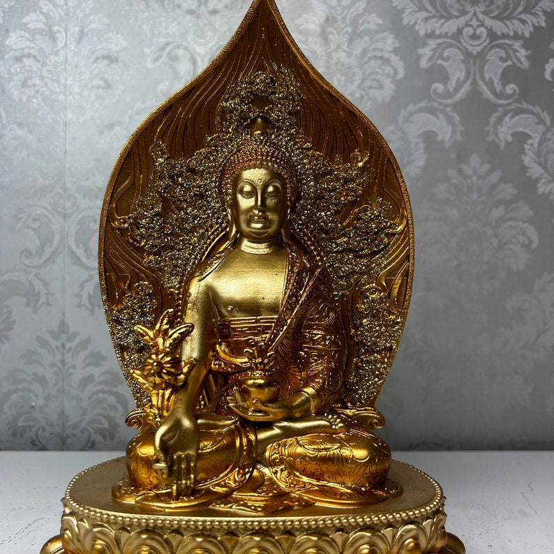 Golden Buddha Meditation Statue Gift for Living Room or Office Space