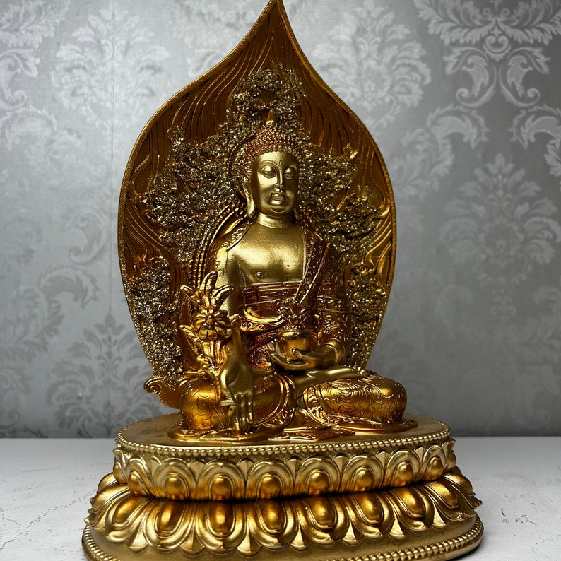 Golden Buddha Meditation Statue Gift for Living Room or Office Space