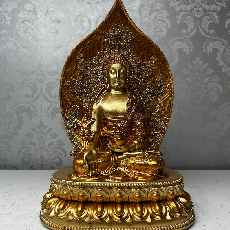 Golden Buddha Meditation Statue Gift for Living Room or Office Space | Gift Box Go