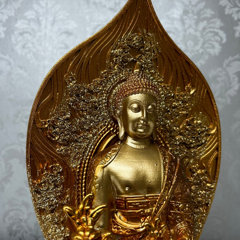 Golden Buddha Meditation Statue Gift for Living Room or Office Space