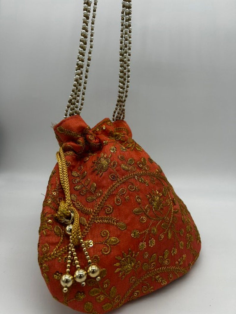 Silk Drawstring Embroidered Coin Bag