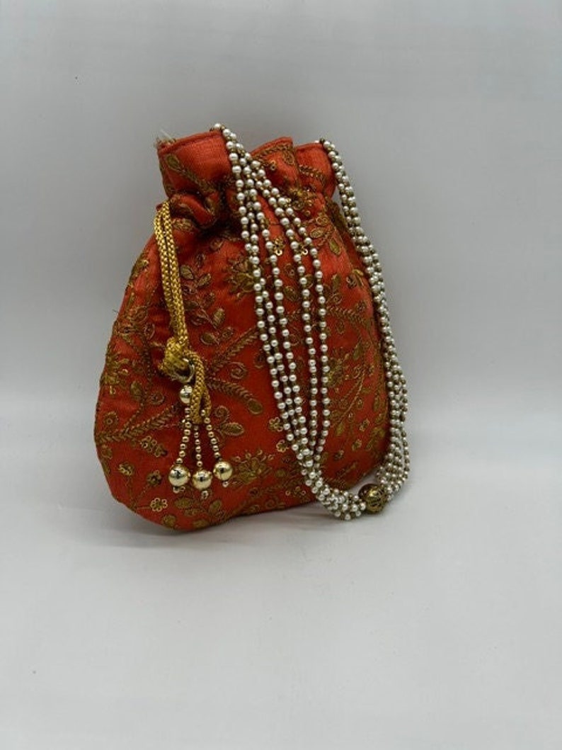 Silk Drawstring Embroidered Coin Bag
