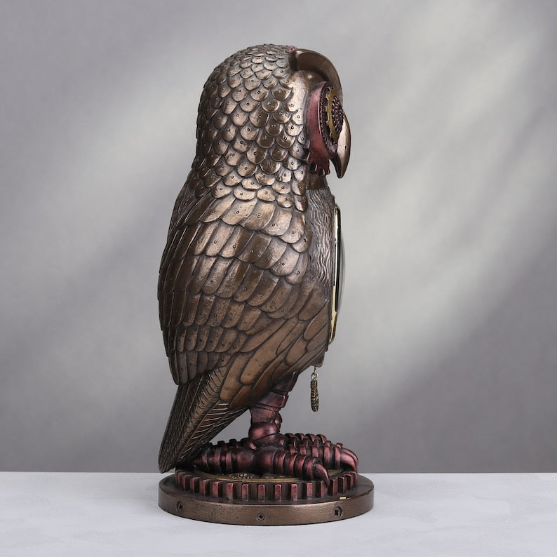 Steampunk Owl Clock Figurine