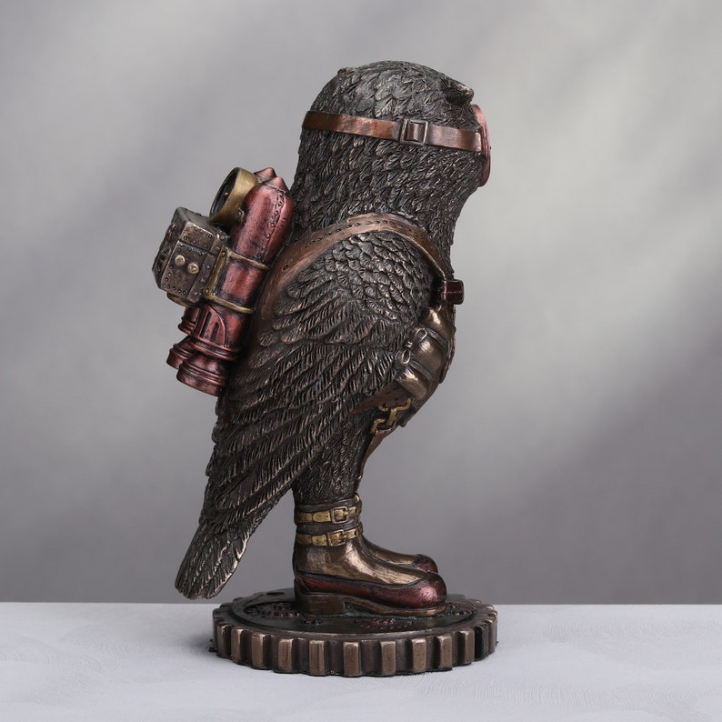 Steampunk Owl Figurine with Goggles and Jetpack 6"