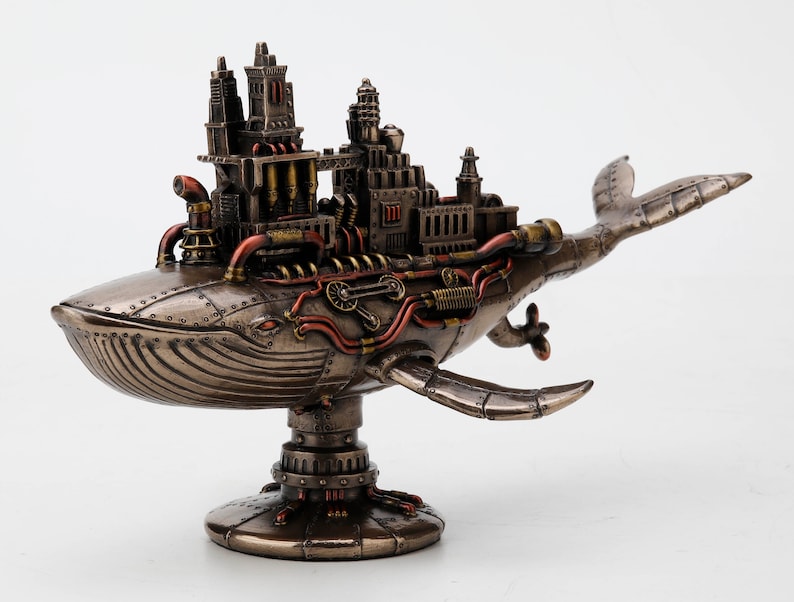 Whale Sculpture Galactic Colony Cold Cast Bronze Finish