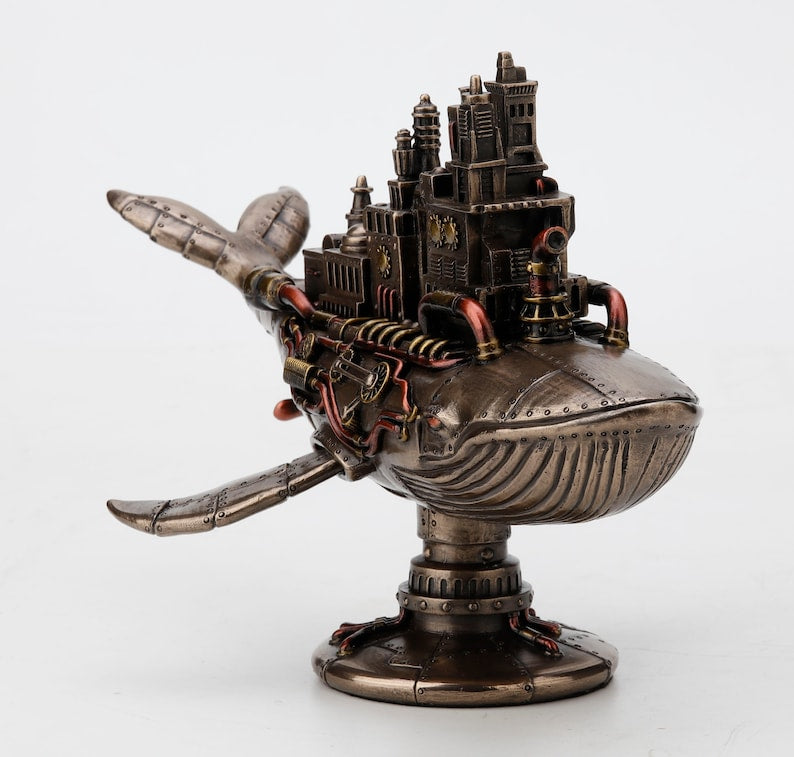 Whale Sculpture Galactic Colony Cold Cast Bronze Finish