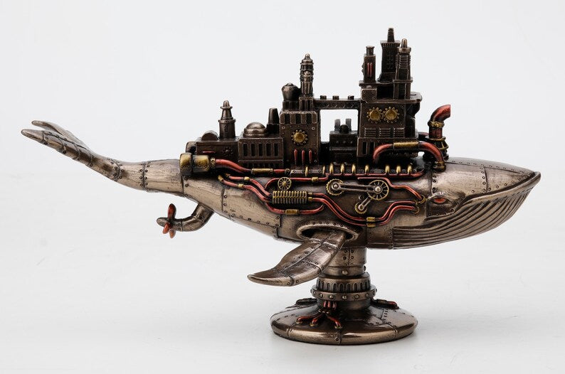 Whale Sculpture Galactic Colony Cold Cast Bronze Finish