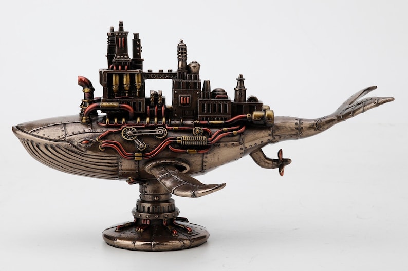 Whale Sculpture Galactic Colony Cold Cast Bronze Finish