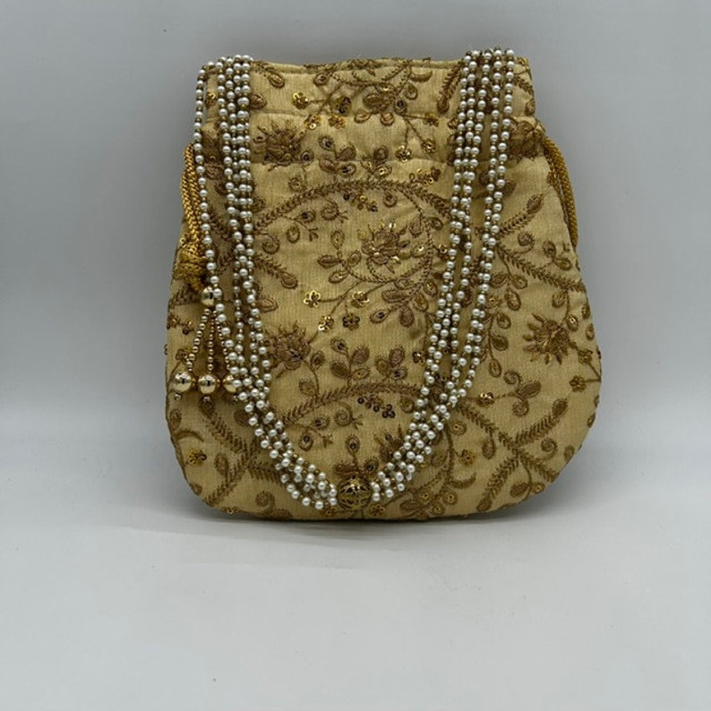 Silk Drawstring Embroidered Coin Bag