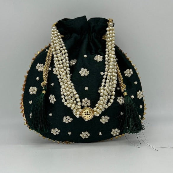 Flower Embroidered Mini Silk Jewelry Bag