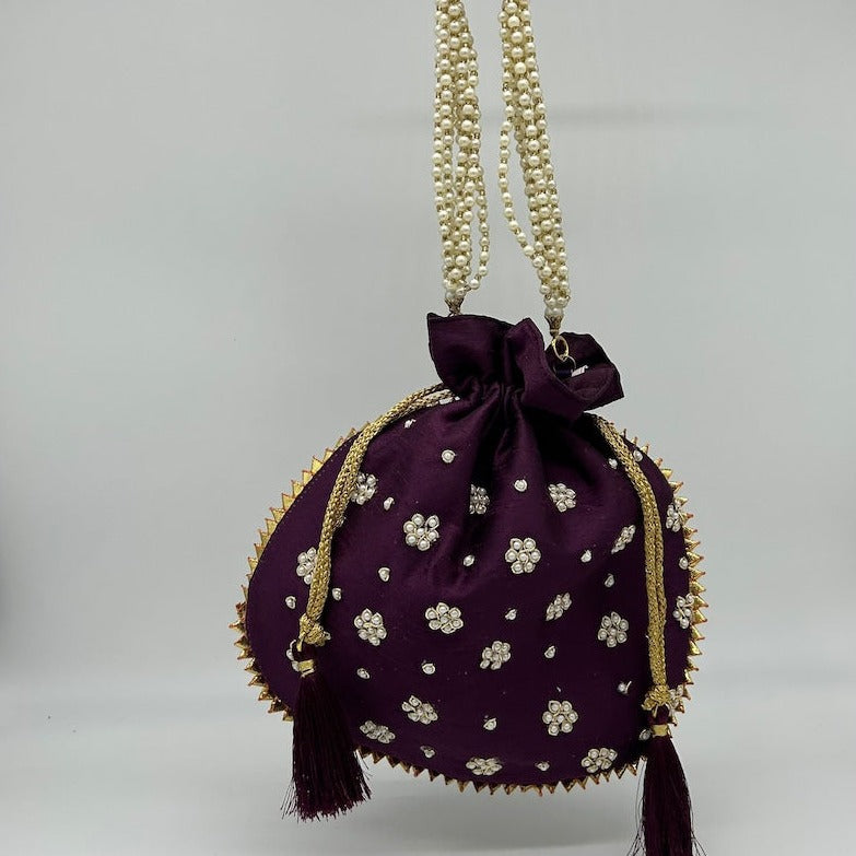 Flower Embroidered Mini Silk Jewelry Bag
