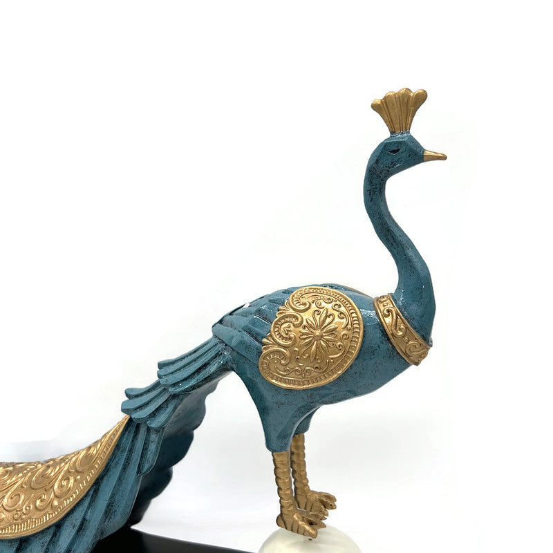 Peacock Blue Bird Figurines Decorative Accent Living Room Gift Ideas