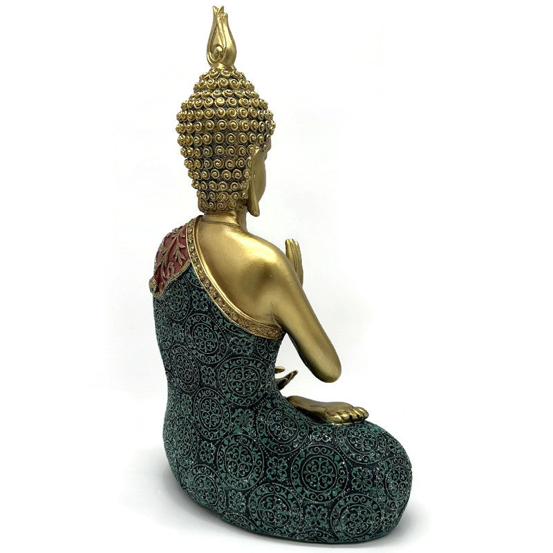 Colorful Golden Buddha Statue Sitting Meditation Pose 14" Height
