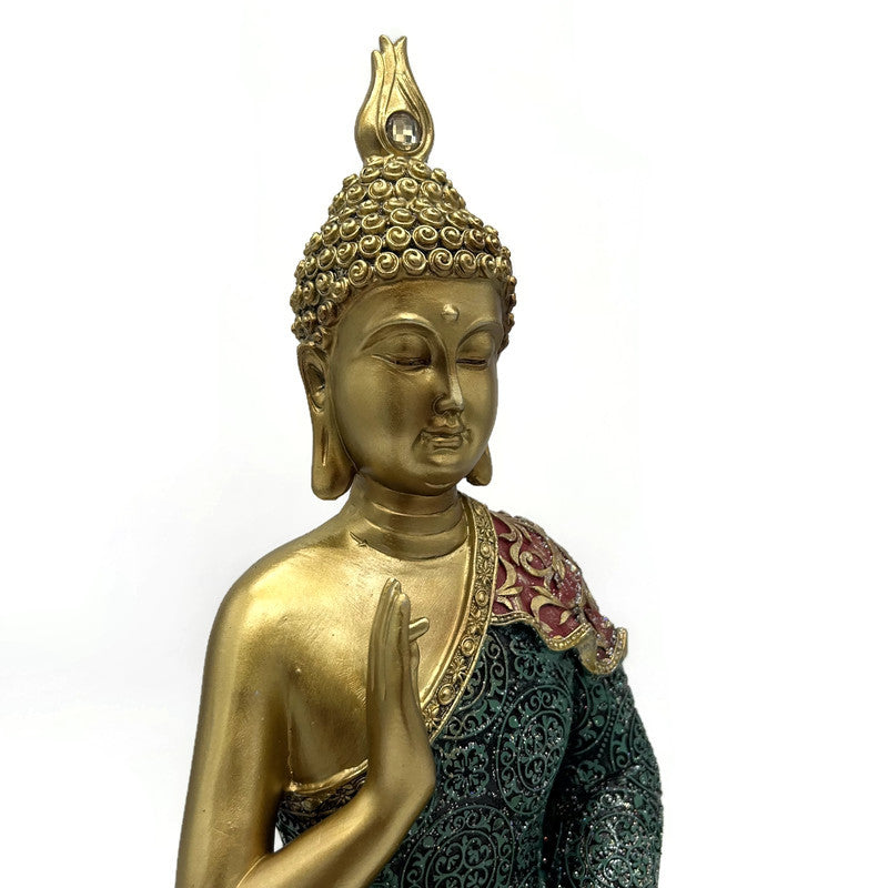Colorful Golden Buddha Statue Sitting Meditation Pose 14" Height