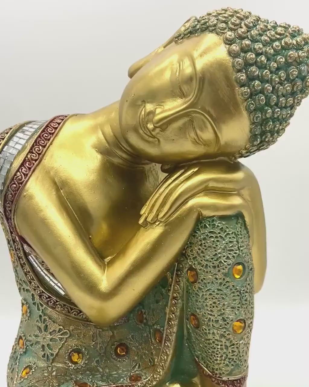 Sleeping Golden Buddha Statue, Best Home Decor - 9.5 Inch