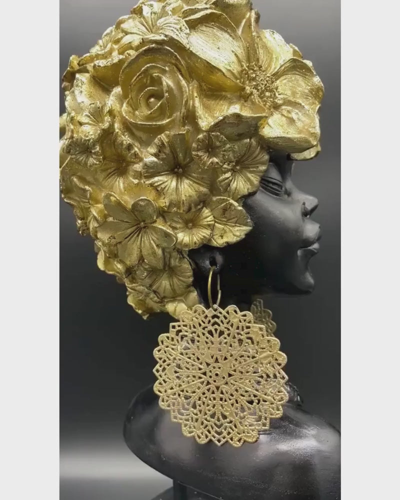 13" African Women Bust Sculpture