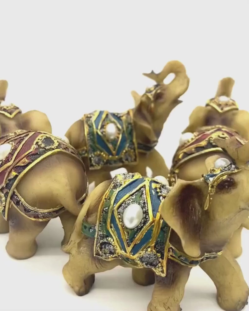 Small Elephant Figurines Trunk Up Home Decor