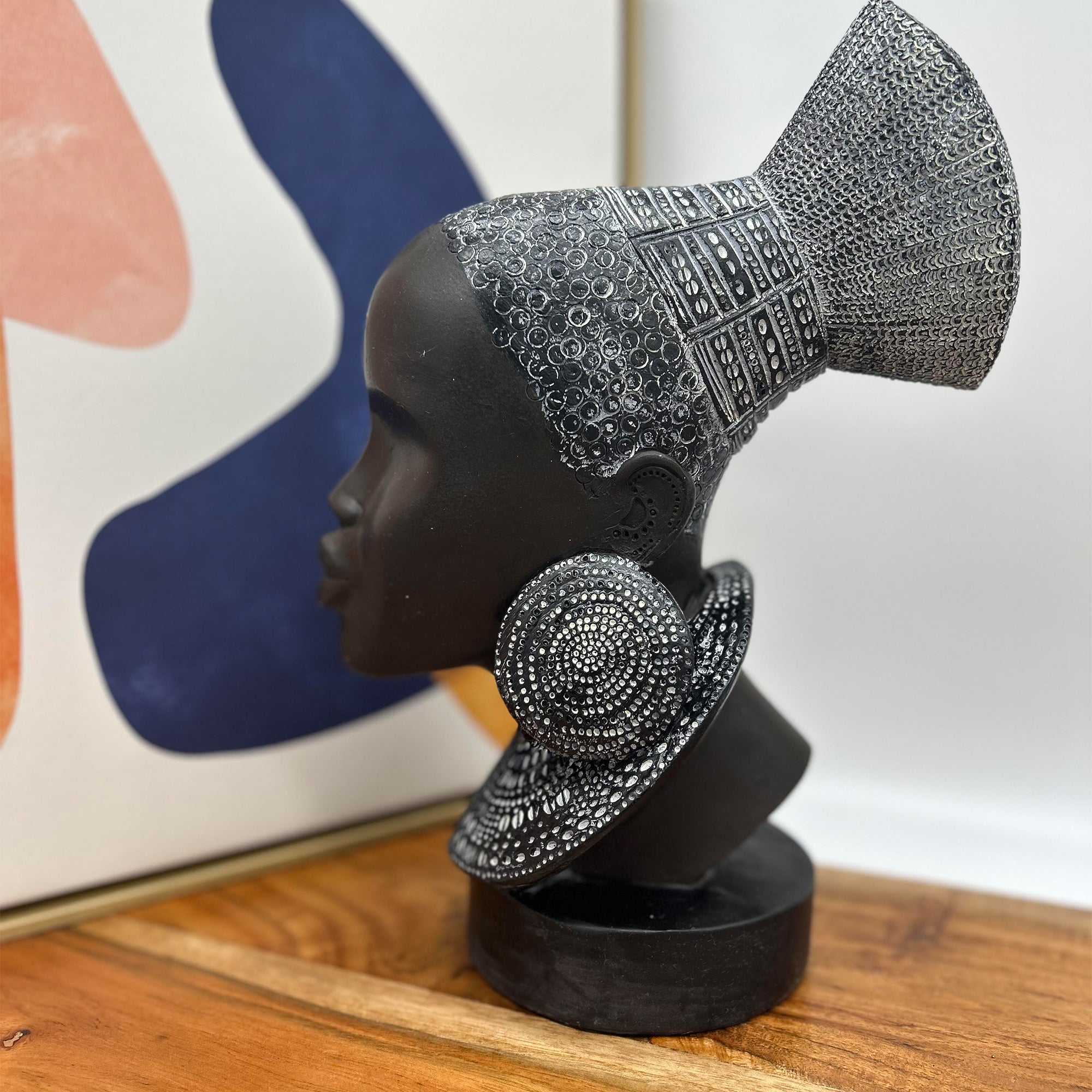Bust African Women Sculpture 10.5" Home Decor