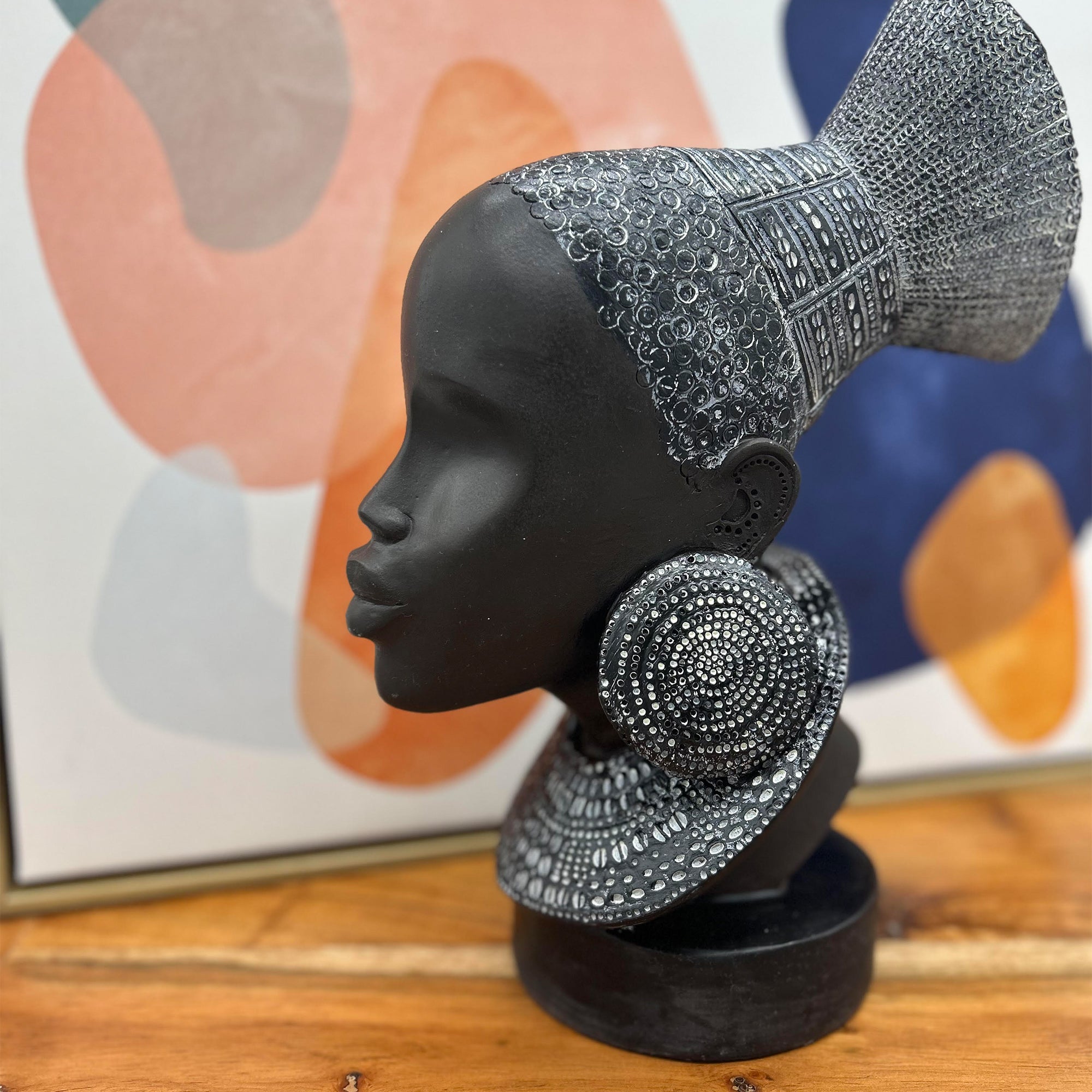 Bust African Women Sculpture 10.5" Home Decor